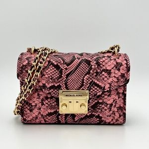 Michael Kors Rose Small Snake skin Continental Crossbody Bag - Carnation